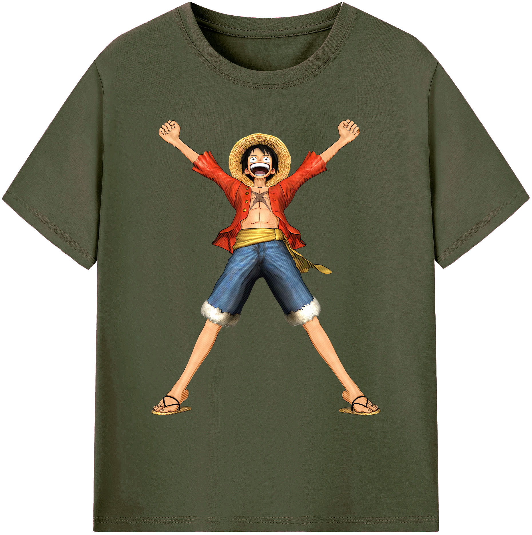 ワンピース モンキー・D・ルフィ ONE PIECE Monkey D. Luffy 綿100％ メンズ半袖Tシャツ｜肌触りやわらか＆通気性